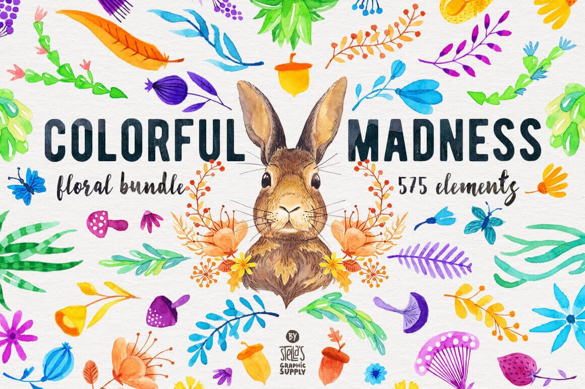 575 Breathtaking Watercolor Floral Elements – only $9!