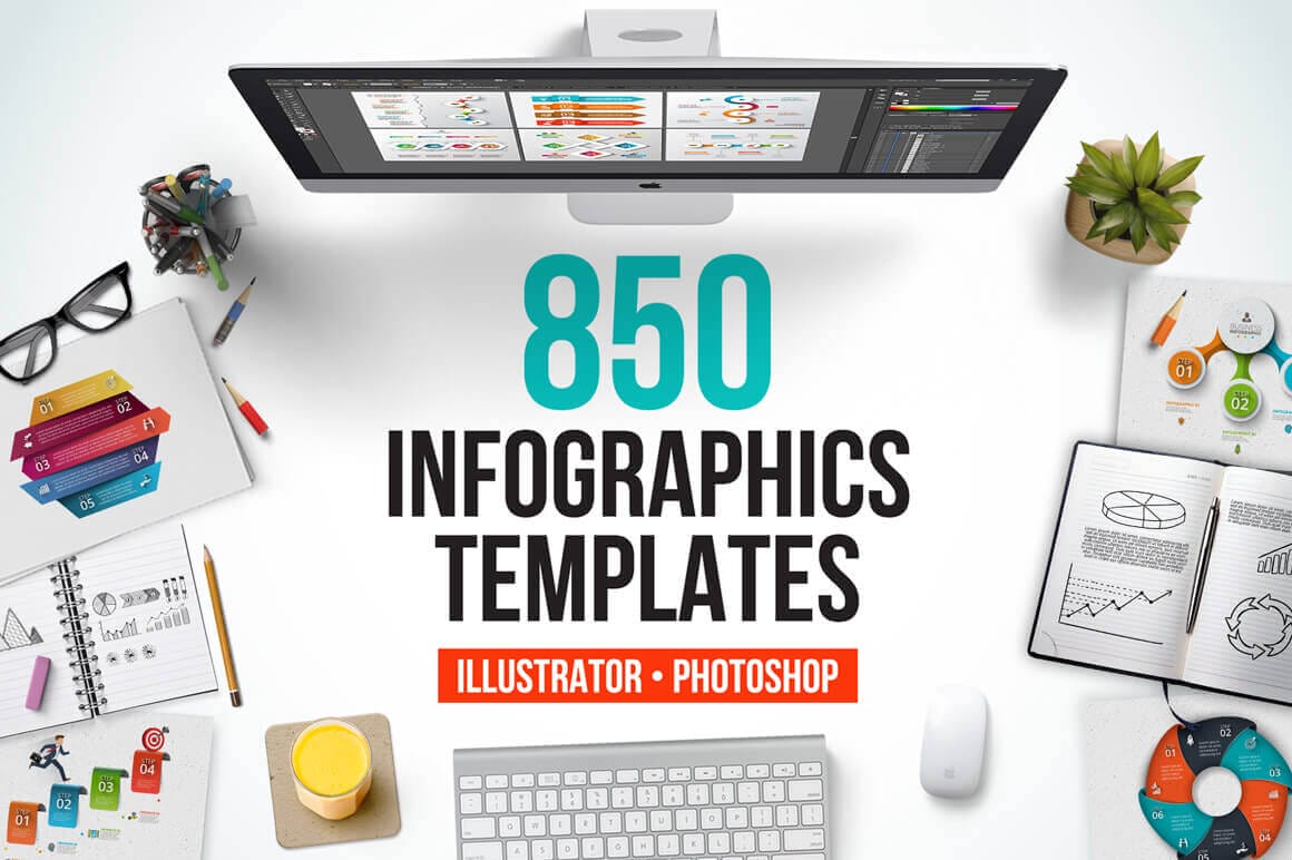 850 Quality, Customizable Infographics Templates – only $19!