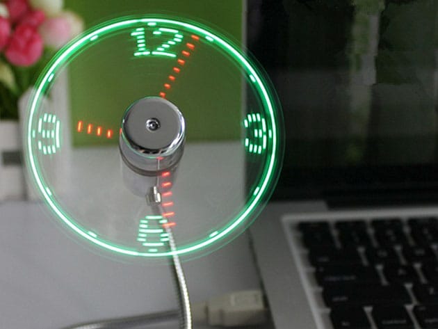 USB LED Clock Fan for $10