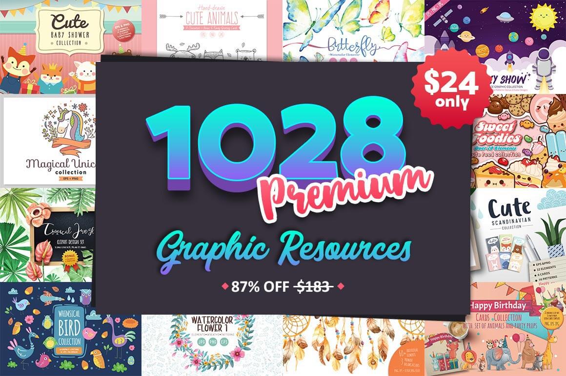 1,000+ Adorable Premium Graphic Resources – only $24!