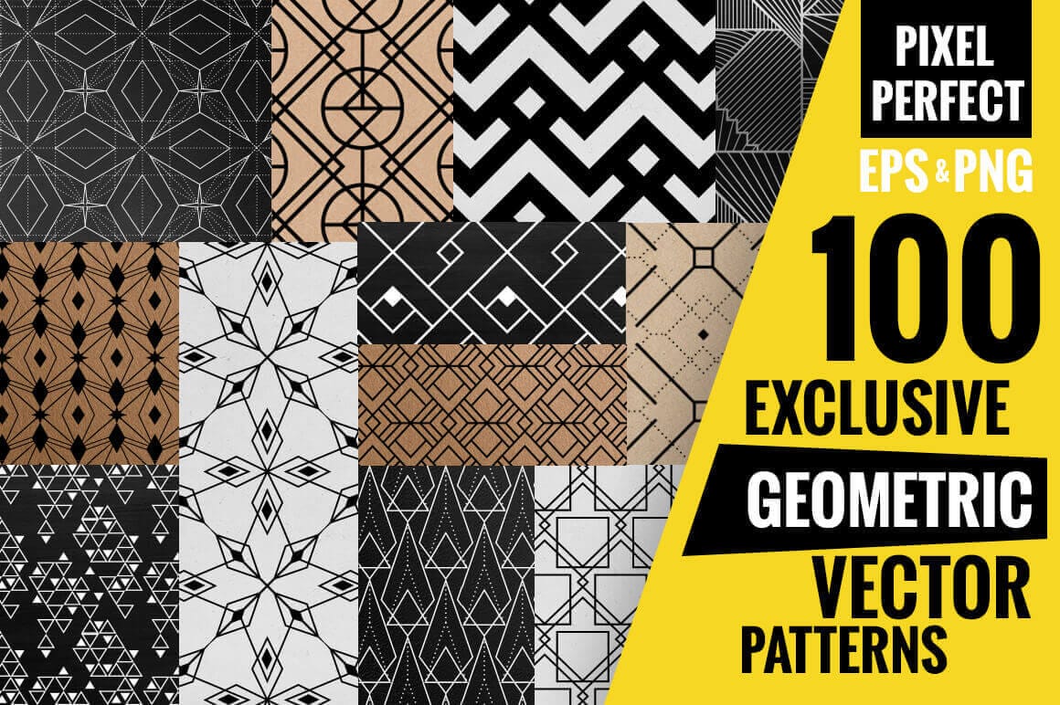 100 Exclusive Geometric Vector Patterns – only $12!
