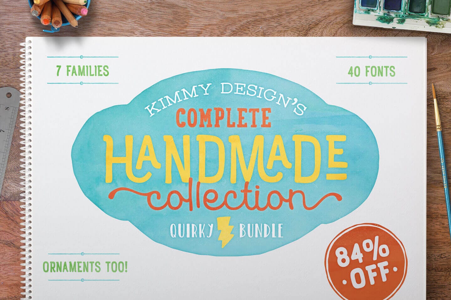 Collection of 40 Unique Handmade Fonts from Kimmy Design - only $17!