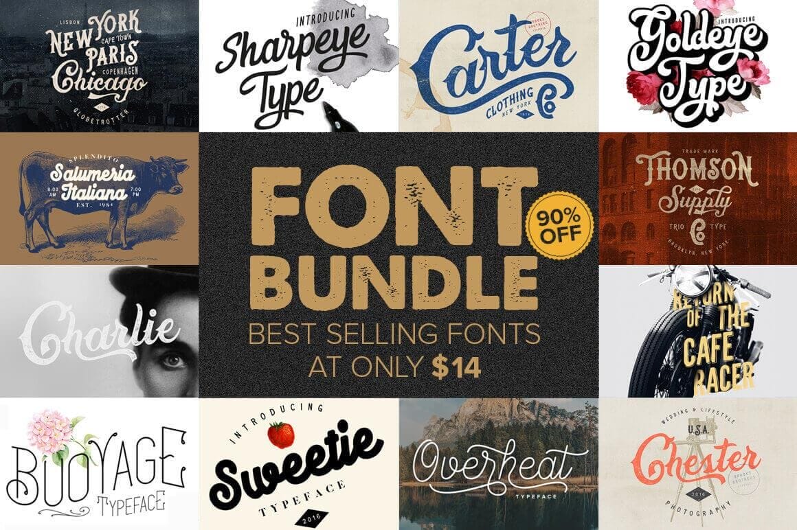 10+ Best-Selling Premium Fonts - only $14!