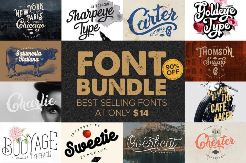 10+ Best-Selling Premium Fonts – only $14!