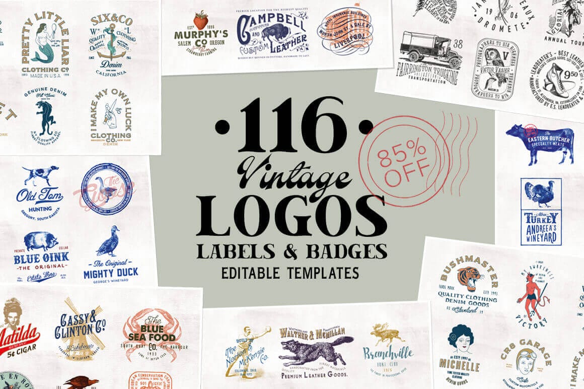 115+ Vintage Logo Templates & Photo Mockups – only $16!