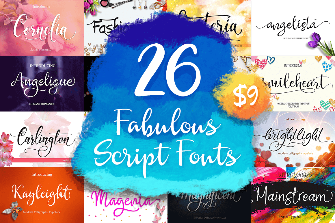 26 Fabulous Scripts Fonts - only $9!