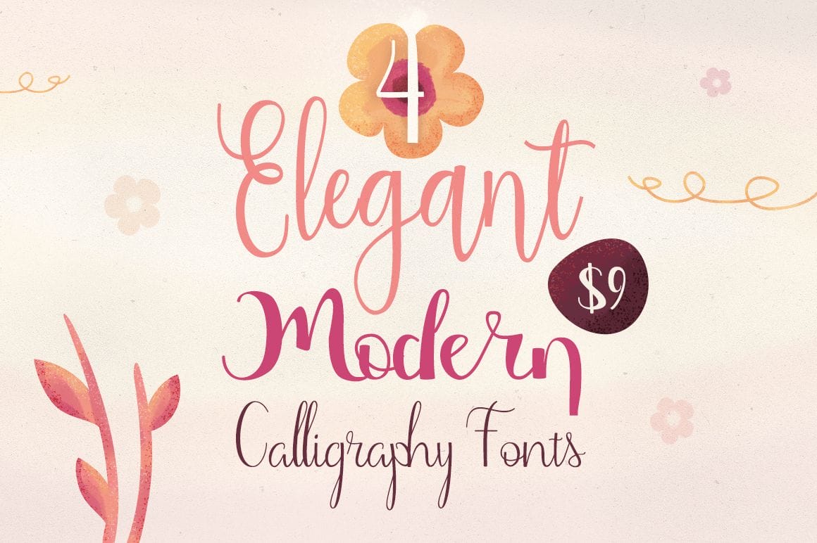 4 Elegant, Modern Calligraphy Fonts – only $9!
