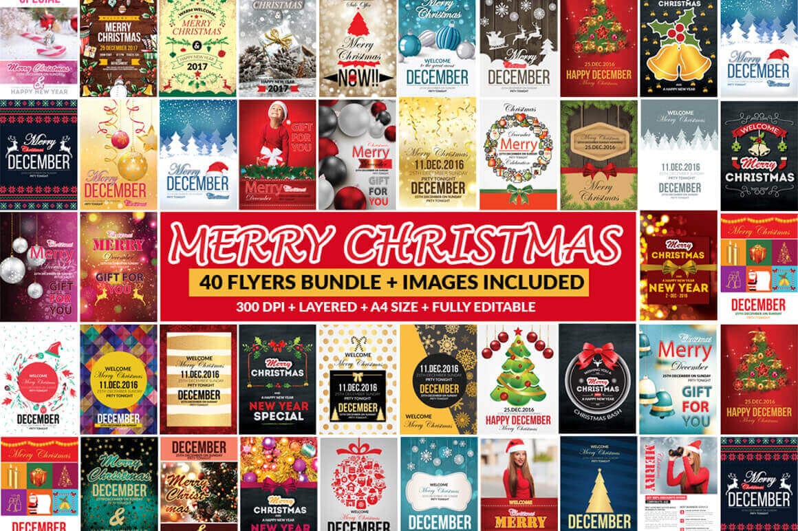 65 Customizable Christmas Templates (flyers, vouchers, timelines & postcards) – only $9