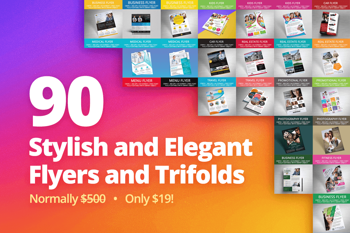 90 Stylish and Elegant Flyers and Trifolds - only $19!