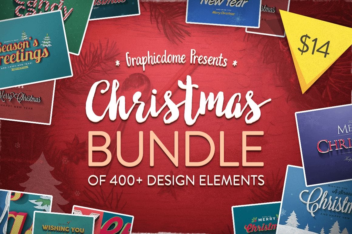 Christmas Bundle of 400+ Design Elements from Graphicdome – only $14!