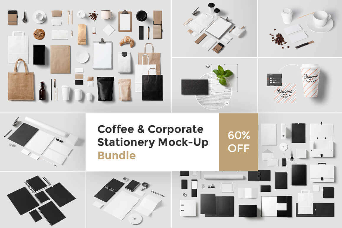 Coffee and Corporate Stationery Mock-Up Bundle – only $24!