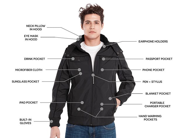 BauBax: The World’s Best Travel Bomber Jacket for Men (Black) for $126