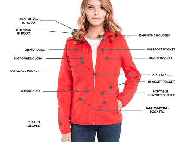 BauBax: The World’s Best Travel Windbreaker for Women (Red) for $109