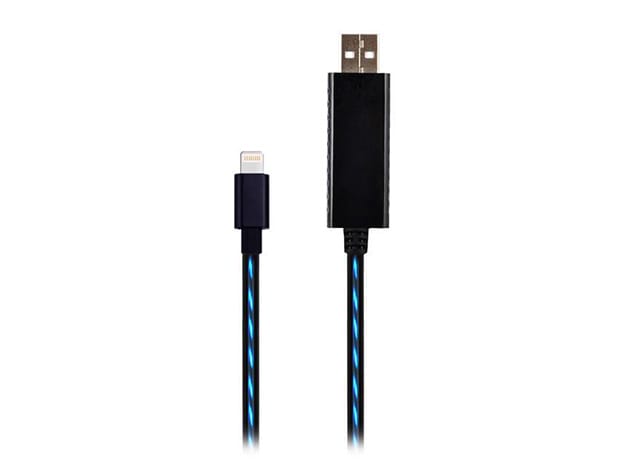 Glowing iOS Lightning Charging Cable for $9