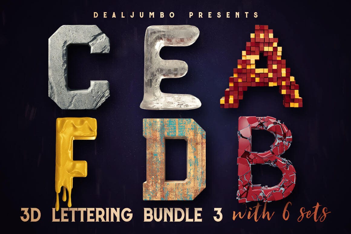 3D Lettering Mega Bundle of Grunge, Ice, Cubes & more – only $12!