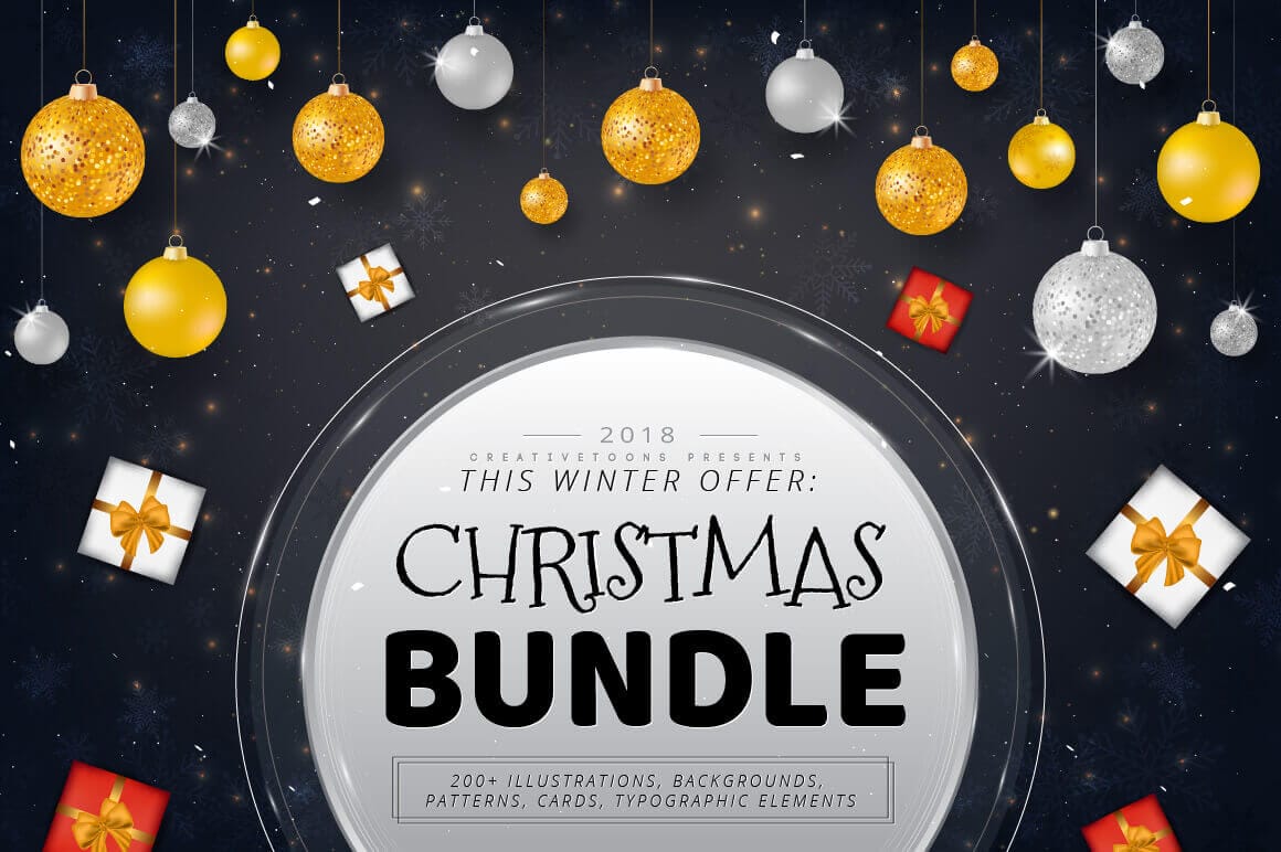 Christmas Bundle of 200+ Design Elements – only $10!