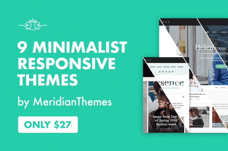 9 Minimalist Responsive Themes by MeridianThemes – only $27!
