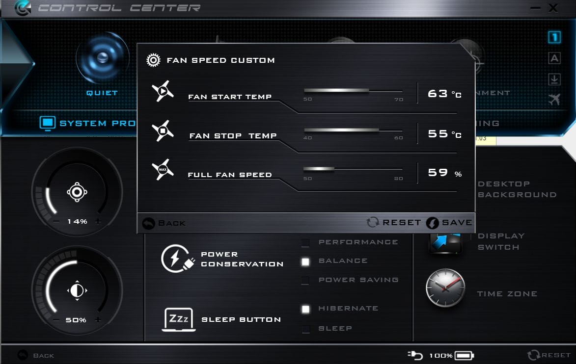 Business Legions - Control Centre Custom Fan Settings`