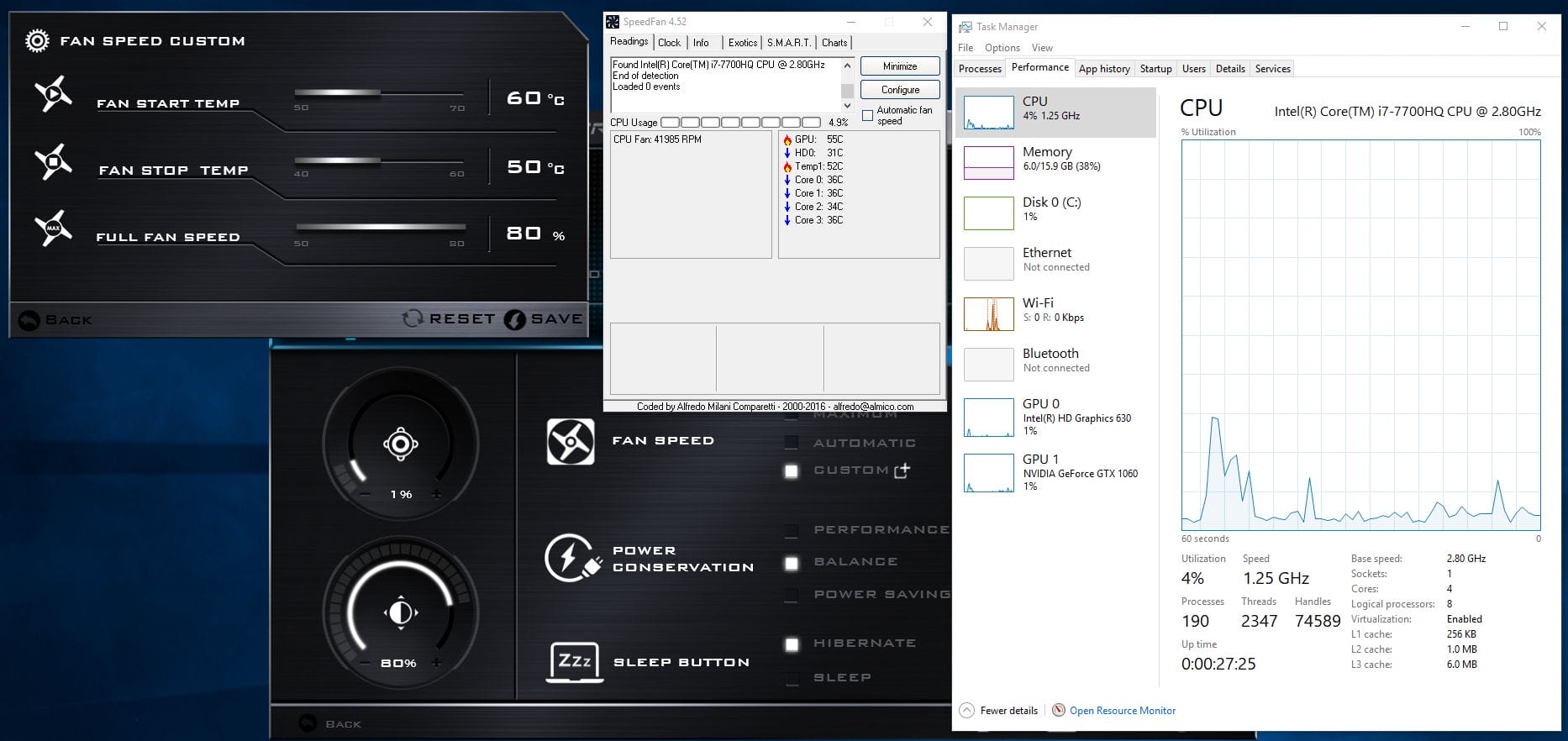 Business Legions - Control Centre Fan settings with SpeedFan and Task Manager
