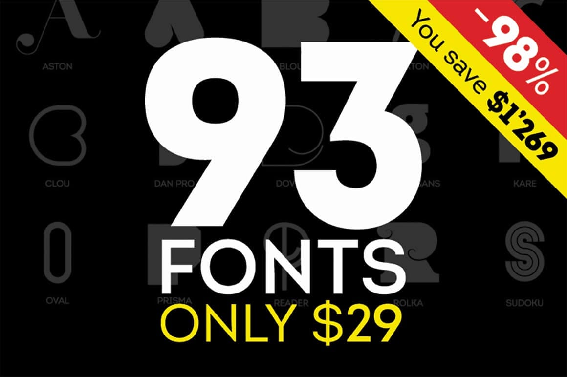 Fontfabric Font Bundle of 90+ Fonts – only $29!