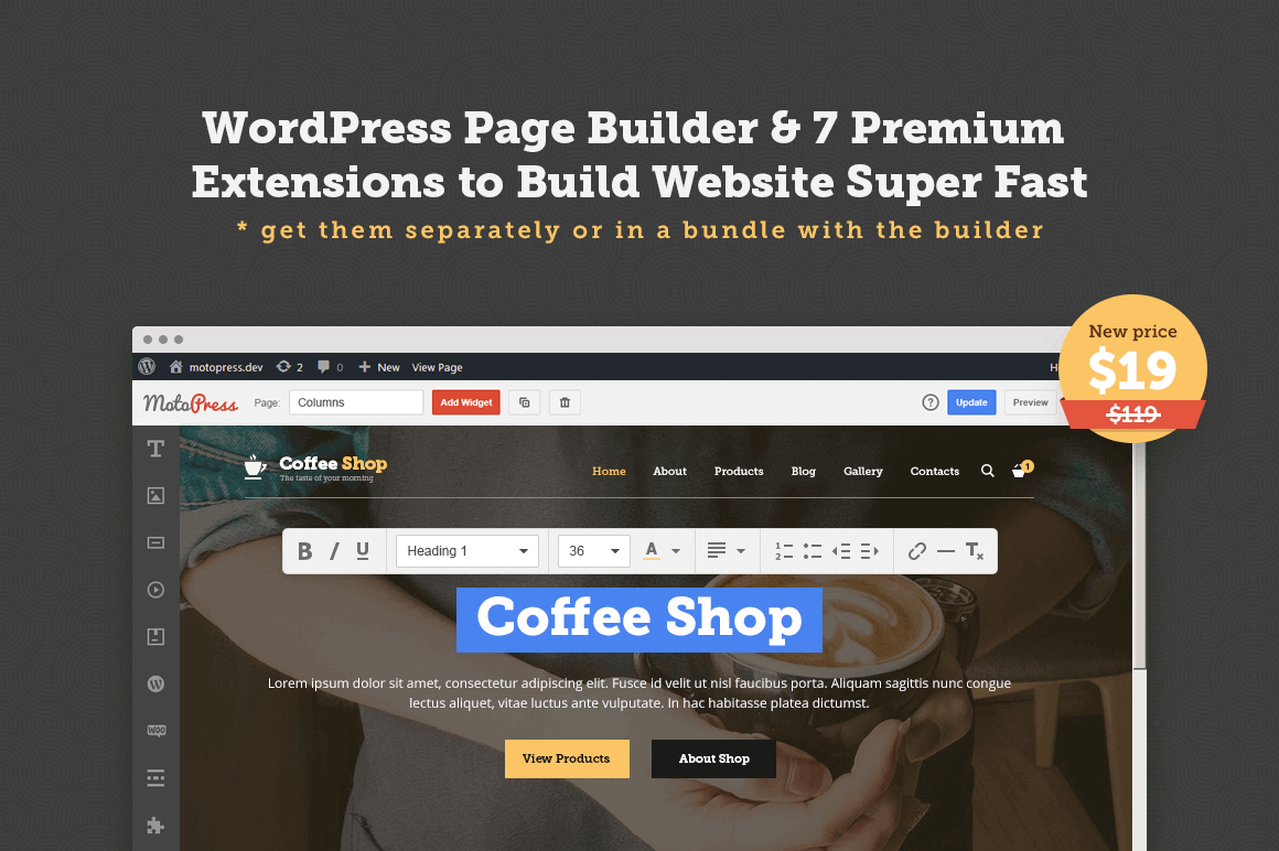 MOTOPRESS: WordPress Page Builder with Premium Extensions – 84% off!