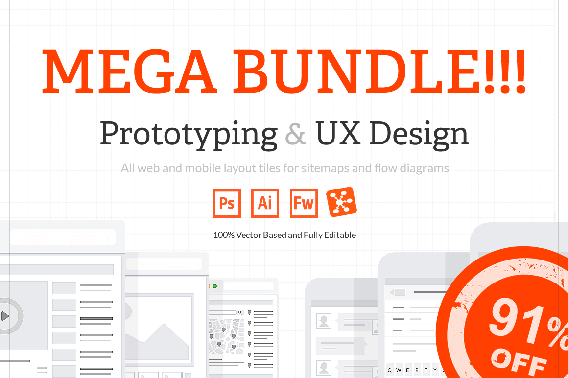 UX Web Tiles for Flow Diagrams and Sitemaps – only $15!