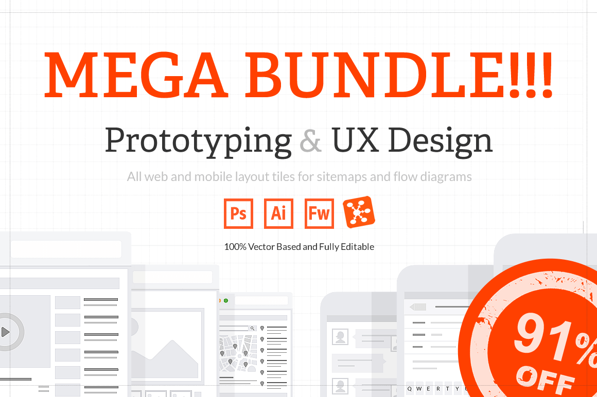 UX Web Tiles for Flow Diagrams and Sitemaps - only $15!