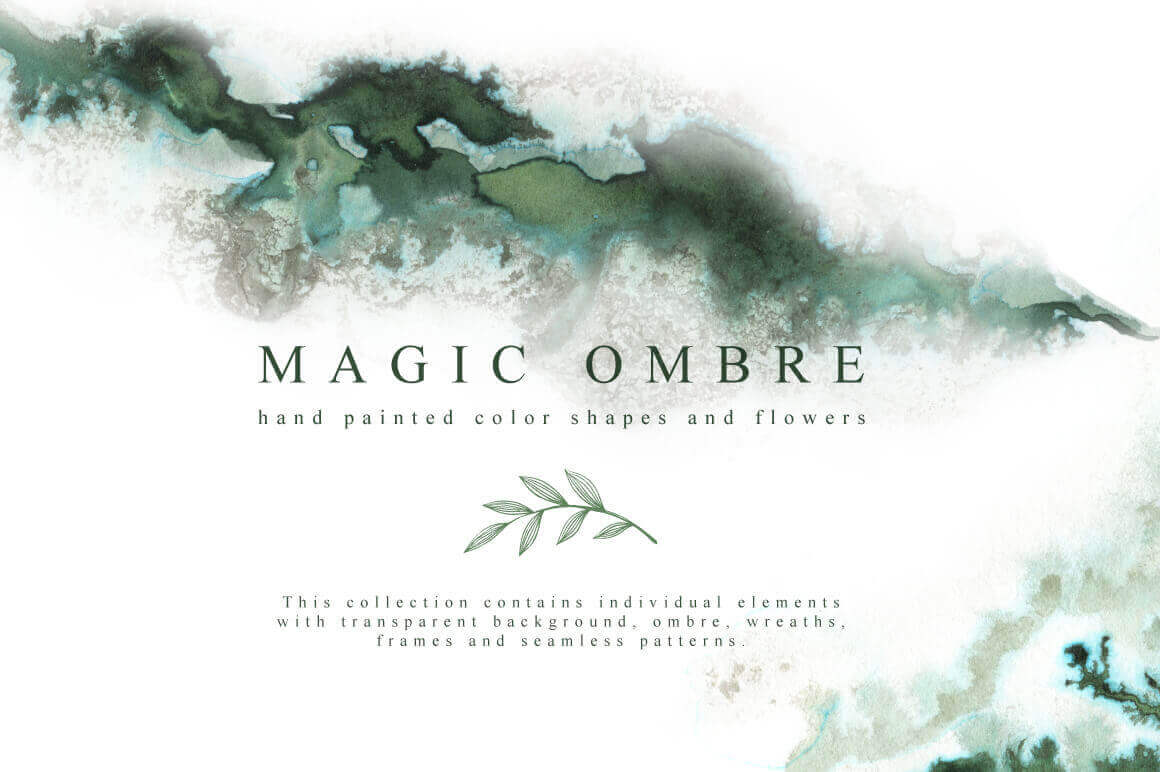 75+ Breathtaking Watercolor and Floral Elements: The Magic Ombre Collection - only $9!