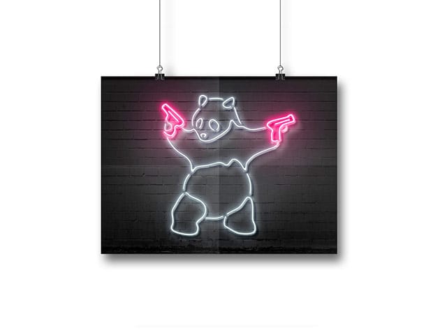 Octavian Mielu Neon Illusion Wall Art (Panda 16x12) for $19