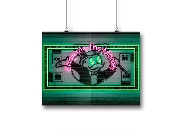 Octavian Mielu Neon Illusion Wall Art (Show Me The Money 16x12) for $19
