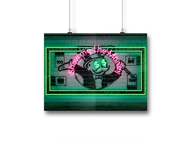 Octavian Mielu Neon Illusion Wall Art (Show Me The Money 16×12) for $19