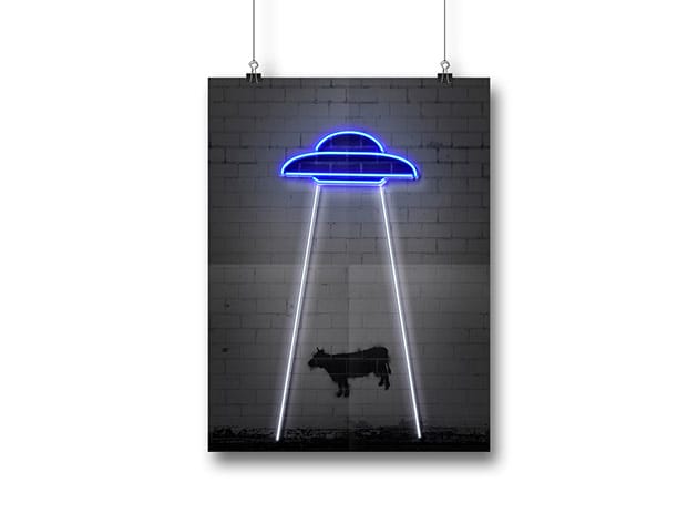 Octavian Mielu Neon Illusion Wall Art (UFO 12×16) for $19