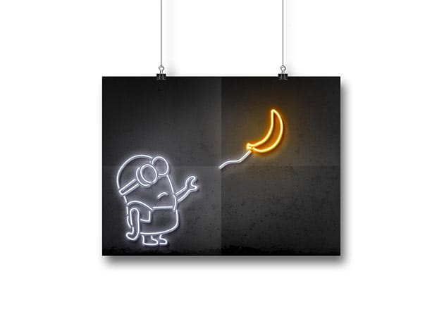 Octavian Mielu Neon Illusion Wall Art (Banana 12x16) for $19