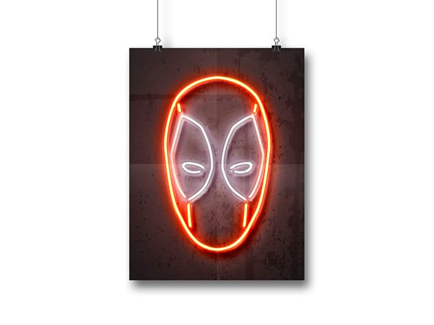 Octavian Mielu Neon Illusion Wall Art (Deadpool 12x16) for $19