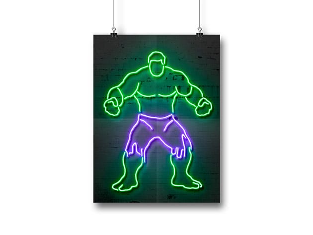 Octavian Mielu Neon Illusion Wall Art (Hulk 12×16) for $19