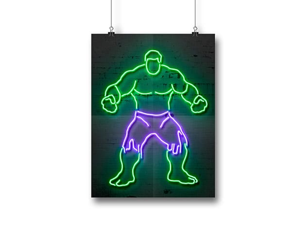 Octavian Mielu Neon Illusion Wall Art (Hulk 12×16) for $19