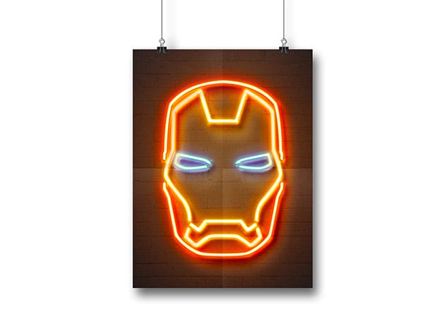 Octavian Mielu Neon Illusion Wall Art (Ironman 12×16) for $19