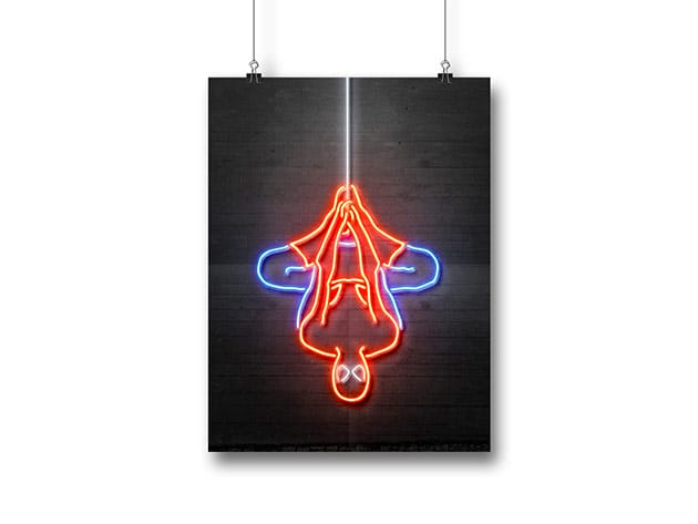 Octavian Mielu Neon Illusion Wall Art (Spiderman 12×16) for $19