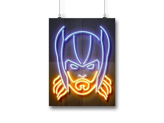 Octavian Mielu Neon Illusion Wall Art (Thor 12×16) for $19