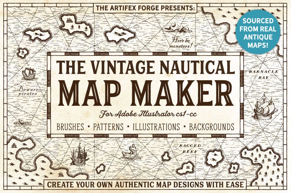 The Vintage Nautical Map Maker - only $12!