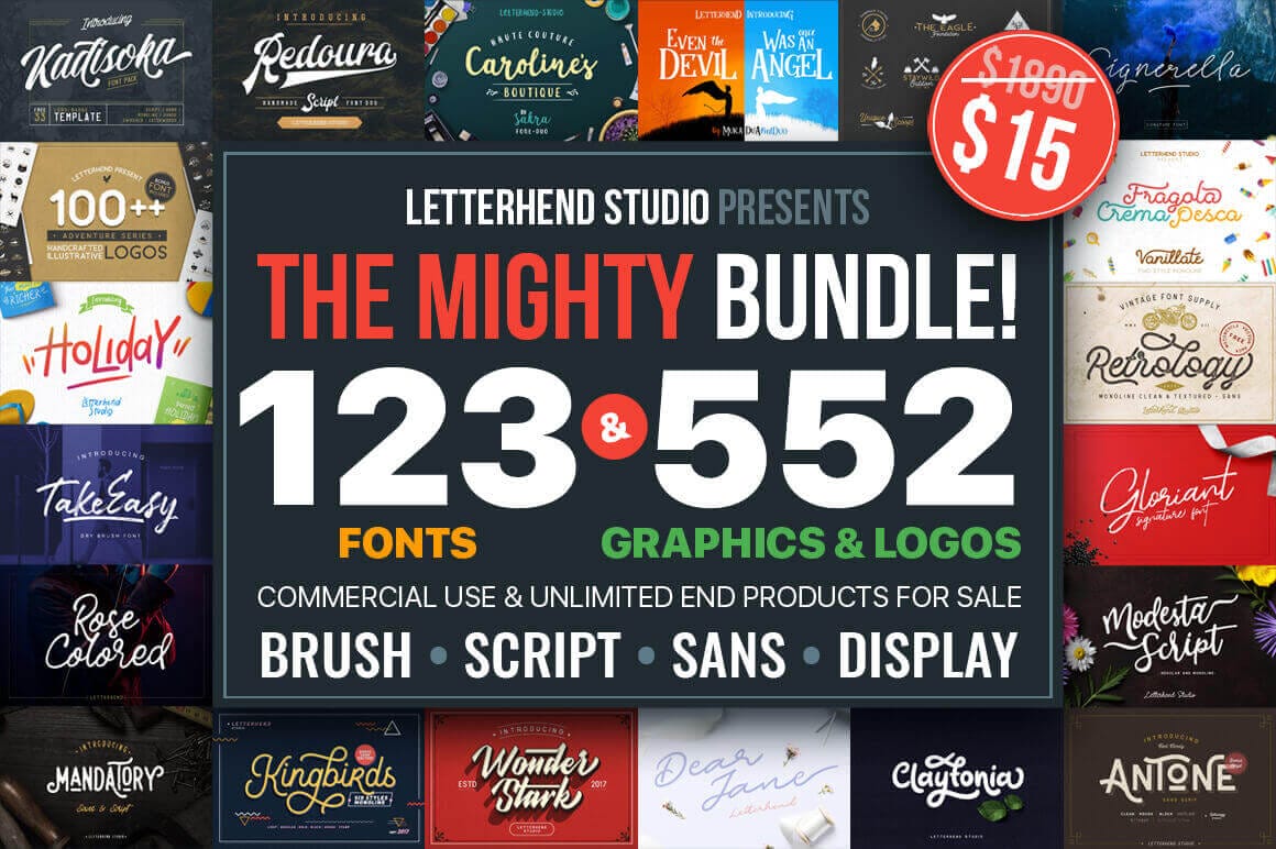 EXCLUSIVE: 123 Best-Selling Fonts & 552 Premium Graphics and Logos - only $15!