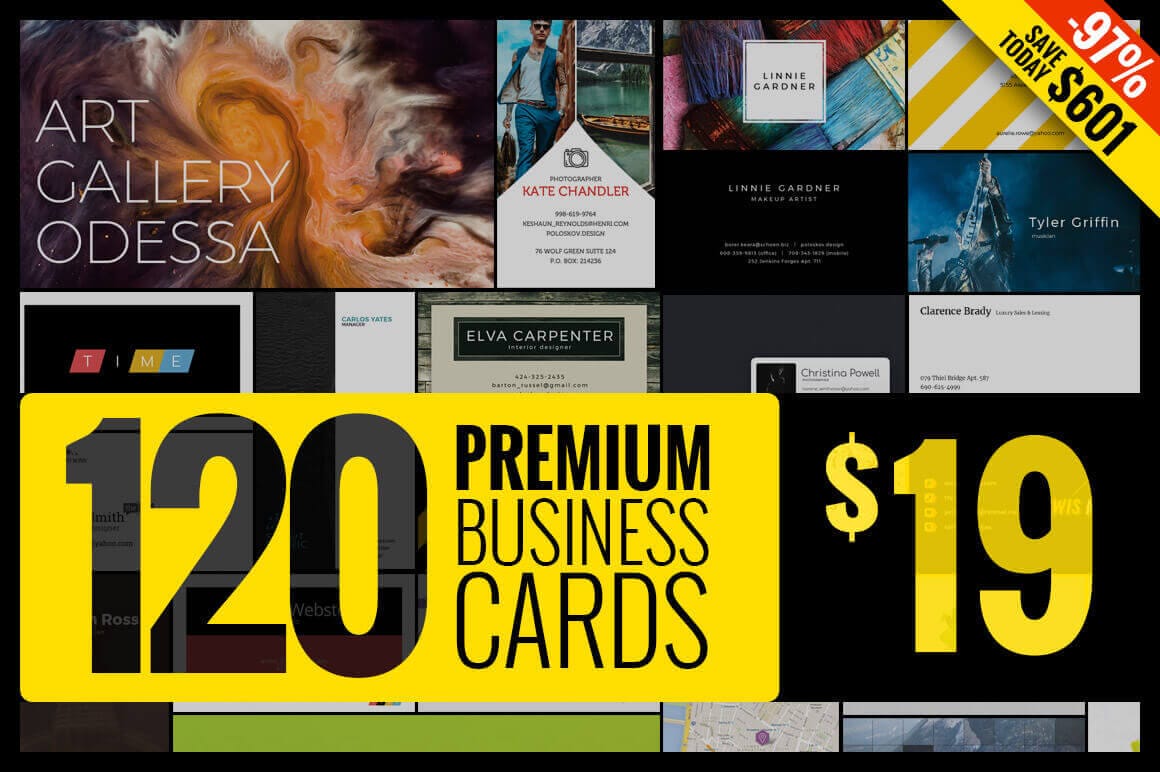 Massive Bundle: 120 Premium Business Card Templates - only $19!