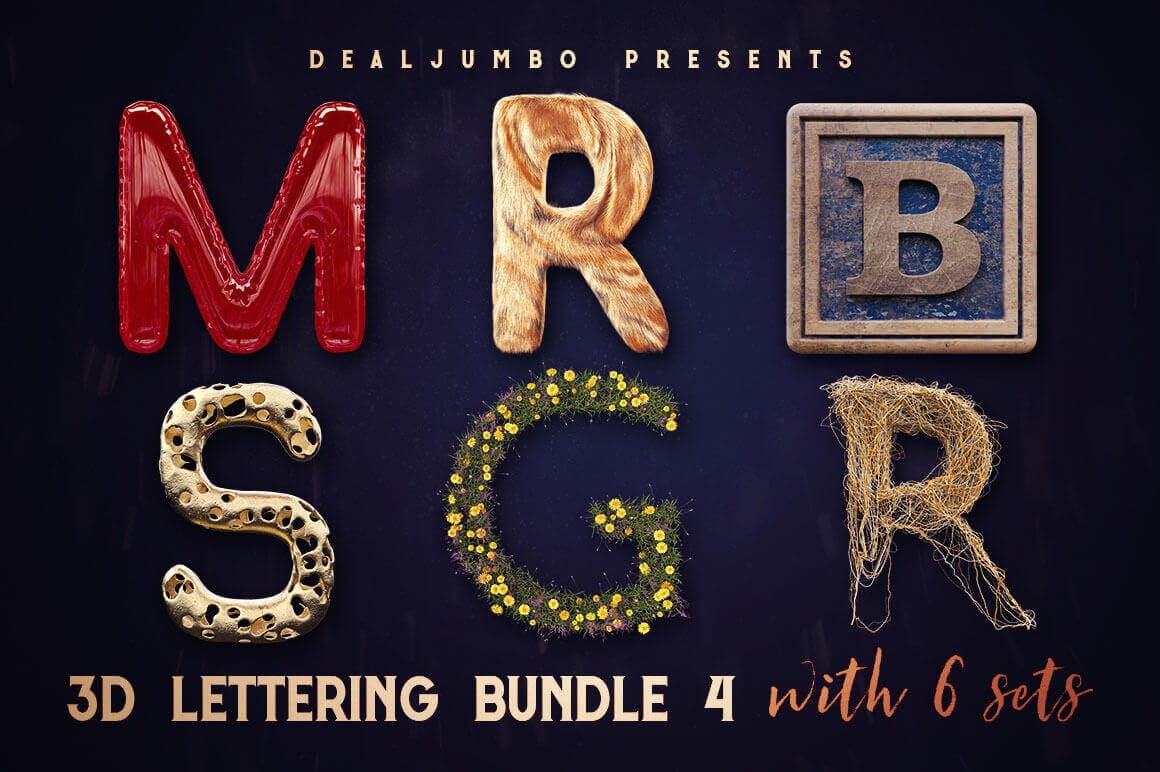 Set of 6 Creative 3D Lettering Bundles - only $12!