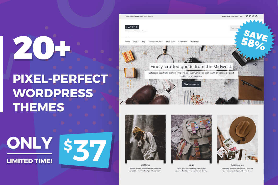 20+ Pixel-Perfect, Responsive WordPress Themes – only $37!