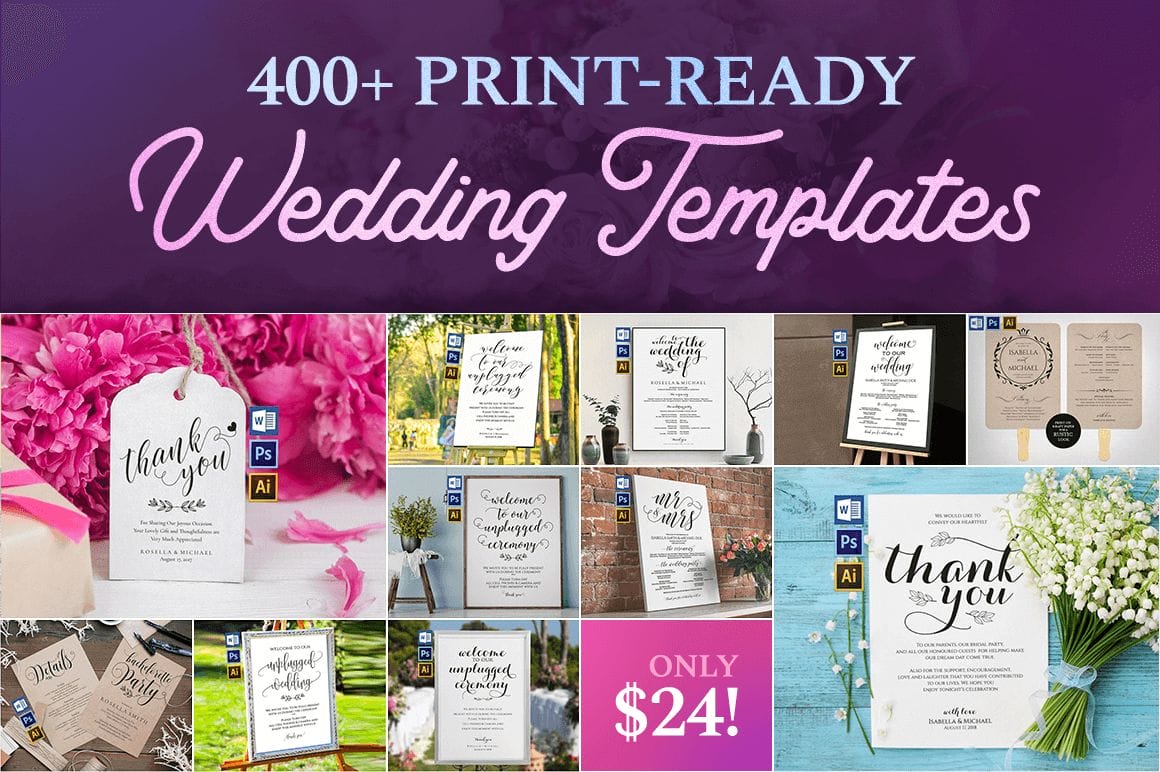 400+ Print-Ready Wedding Templates – only $24!