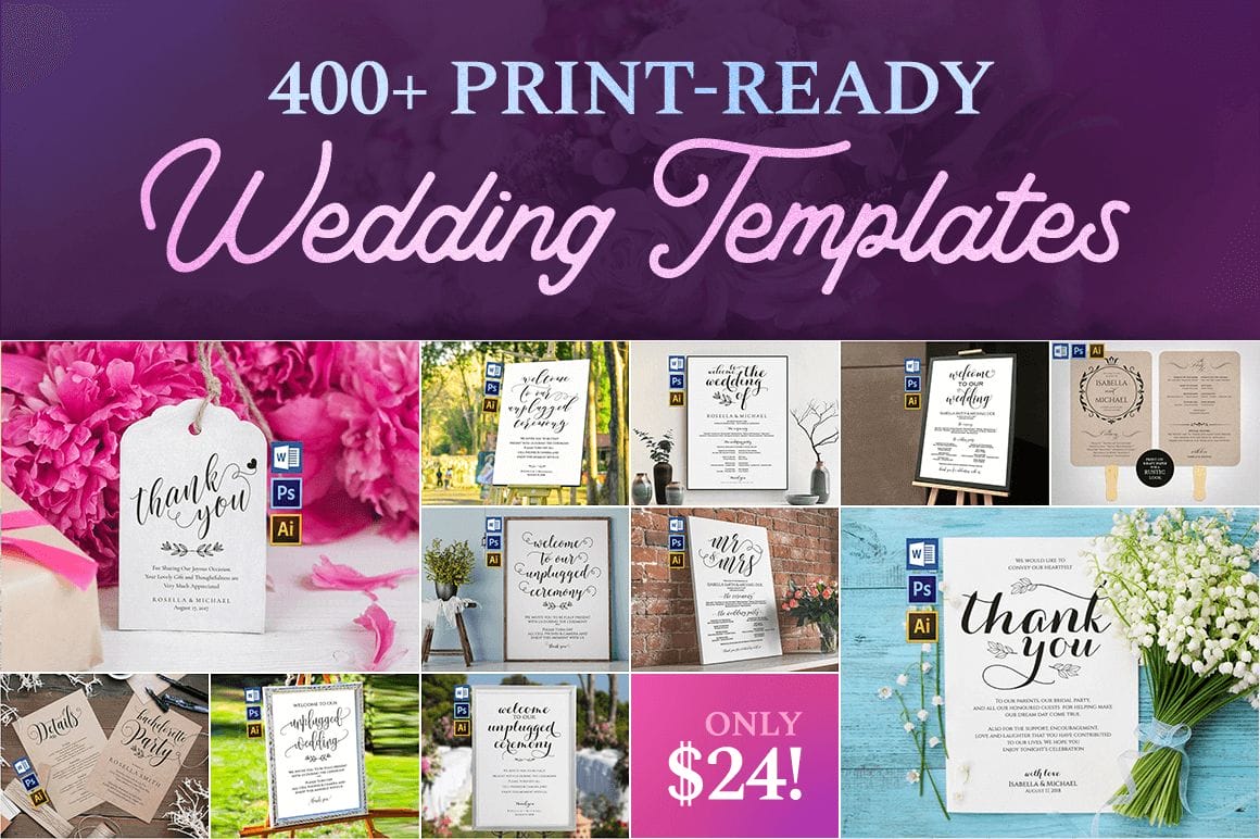 400+ Print-Ready Wedding Templates - only $24!