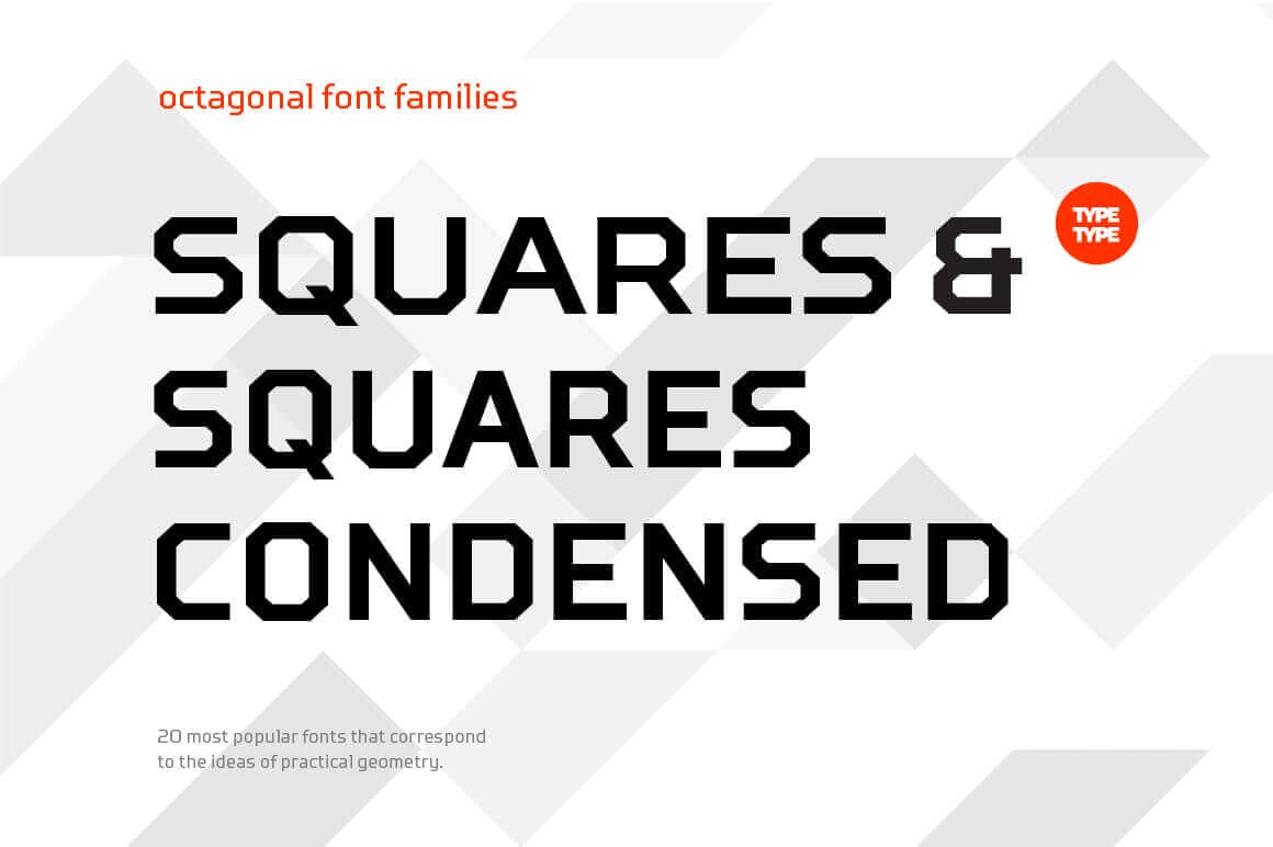 Squares & Squares Condensed Octagonal Font Families - only $12!