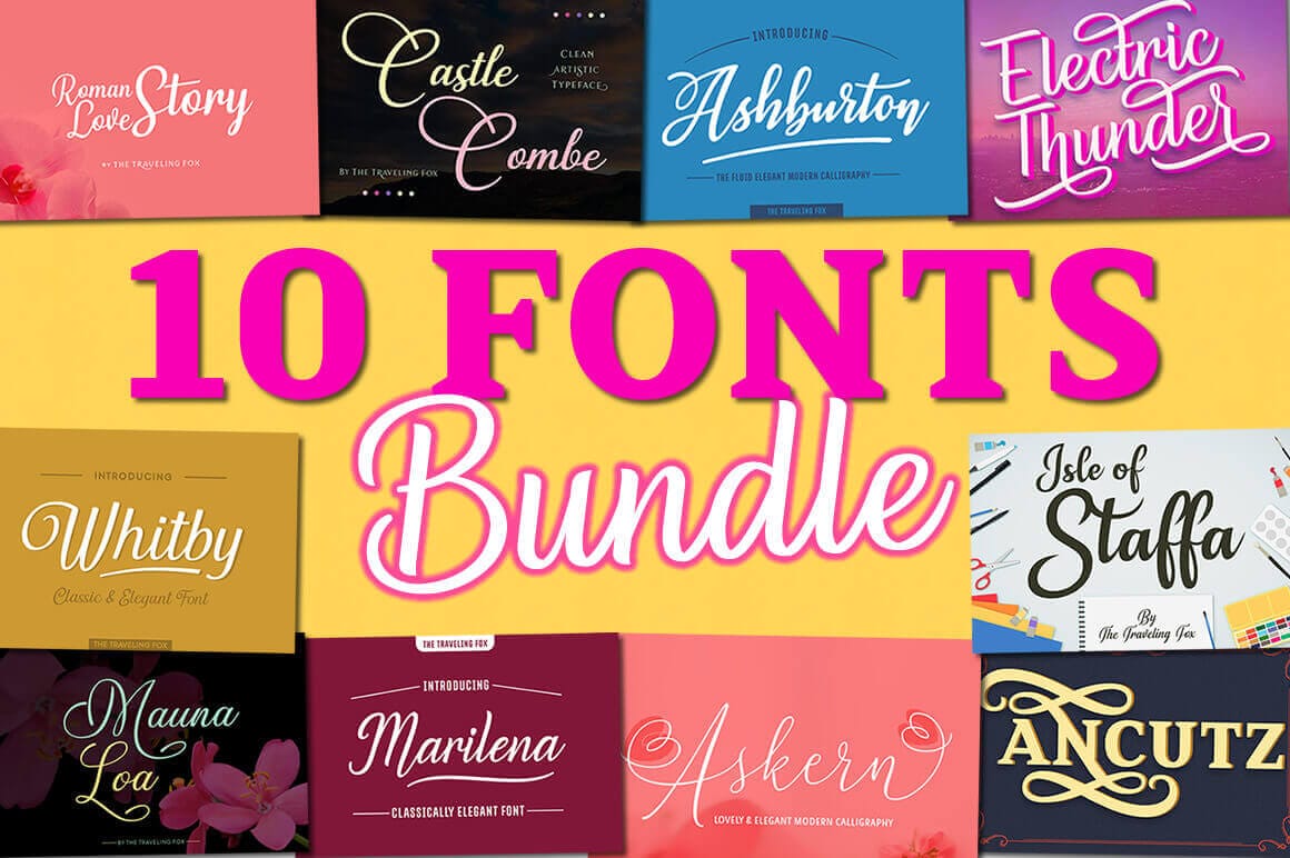 10 Professional Script Fonts - only $7!