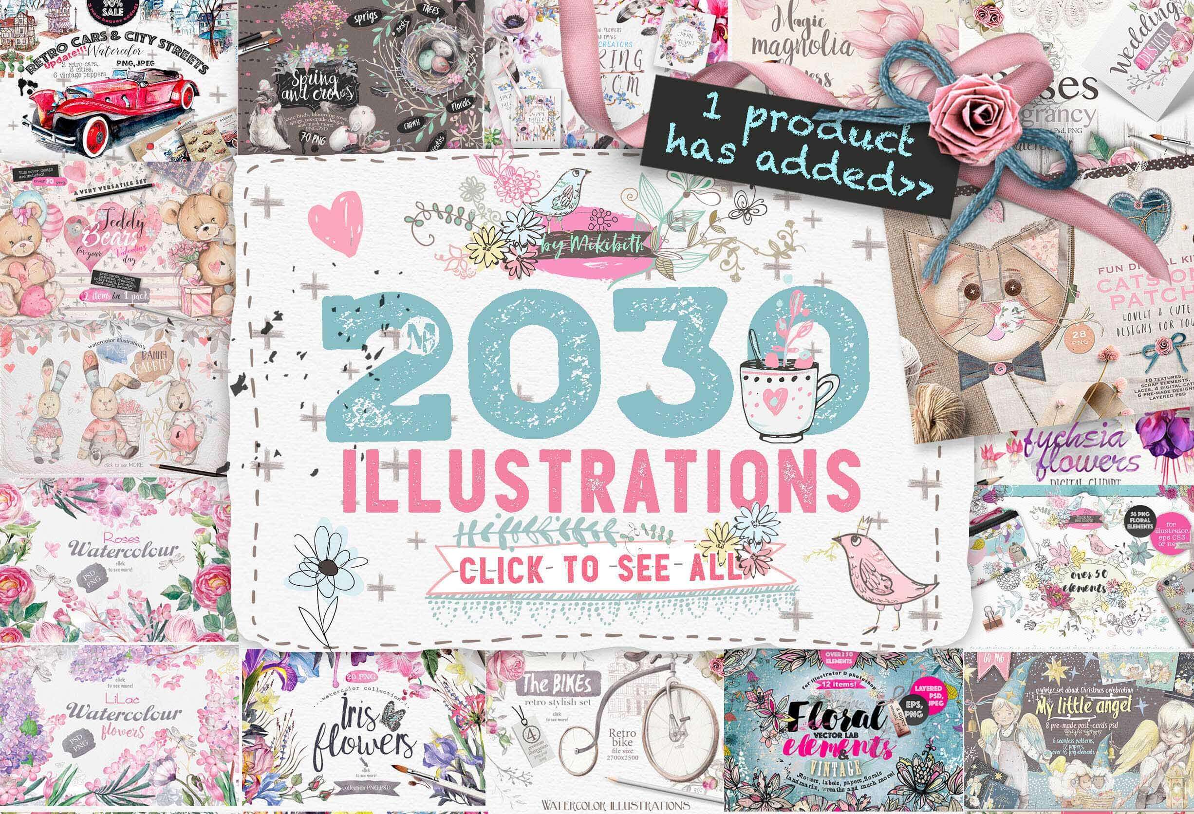 2030 Colorful, Professional Vectors, Patterns, Papers & More –  only $17!