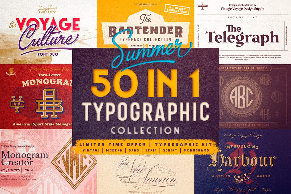 50 Fabulous Fonts from Vintage to Modern – only $10!